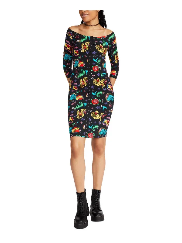 Best Bargains Womens Printed Knee Sheath Dress