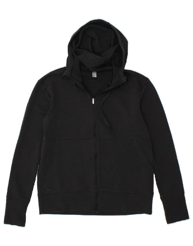 Deal of the Week ADIDAS Womens Zip Hoodie Sweater UK 14 Medium Black Polyester
