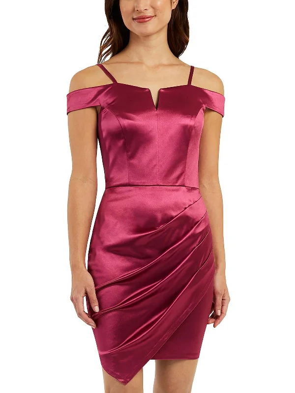 Stock Up and Save Womens Satin Asymmetrical Sheath Dress
