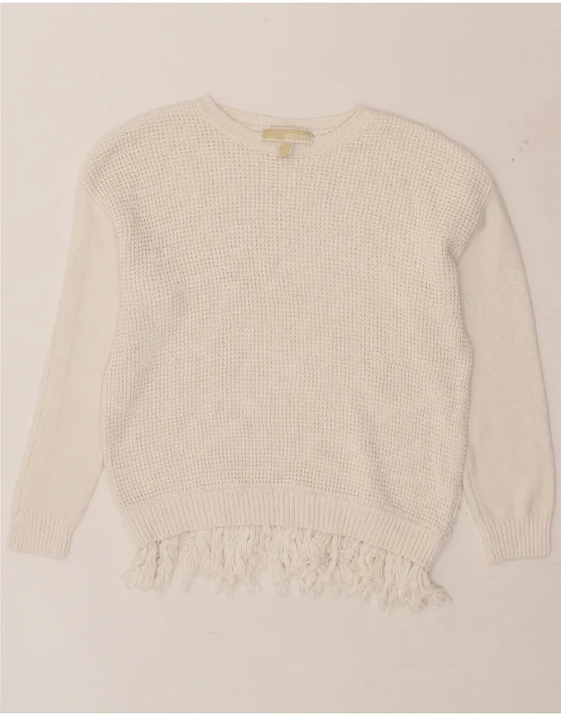Bargain Prices MICHAEL KORS Womens Boat Neck Jumper Sweater UK 14 Medium White Cotton Bargain Prices MICHAEL KORS Womens Boat Neck Jumper Sweater UK 14 Medium White Cotton