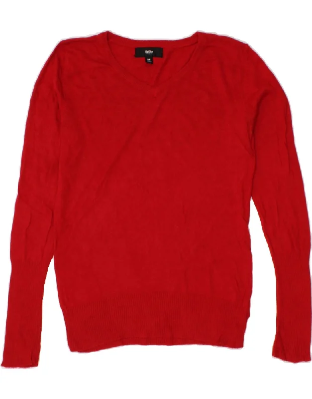 While Supplies Last MOSSIMO Womens V-Neck Jumper Sweater UK 12 Medium Red Nylon