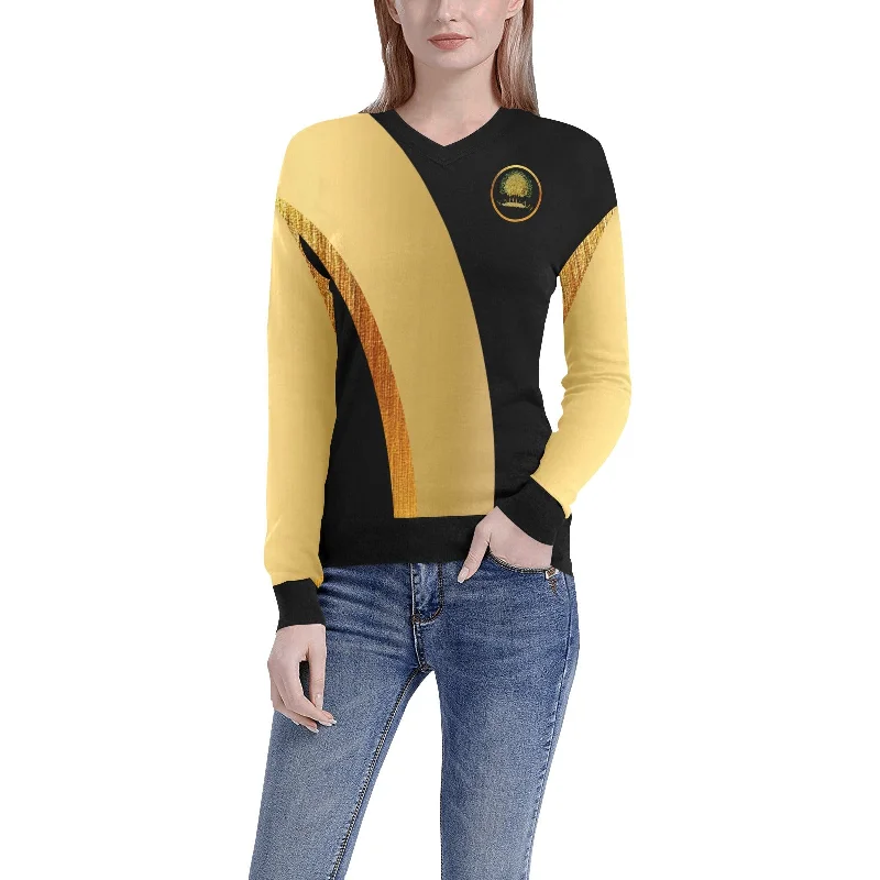 Must-Have Deals Yahuah-Tree of Life 03-01 Ladies Designer Slim Fit V-neck Sweatshirt Must-Have Deals Yahuah-Tree of Life 03-01 Ladies Designer Slim Fit V-neck Sweatshirt