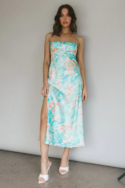 Best Bargains Dolce Life Low Back Midi Dress Floral Green