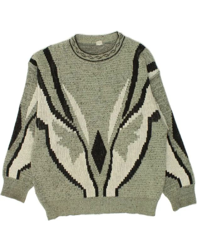 Act Now VINTAGE Womens Crew Neck Jumper Sweater IT 44/46 Medium Green Colourblock