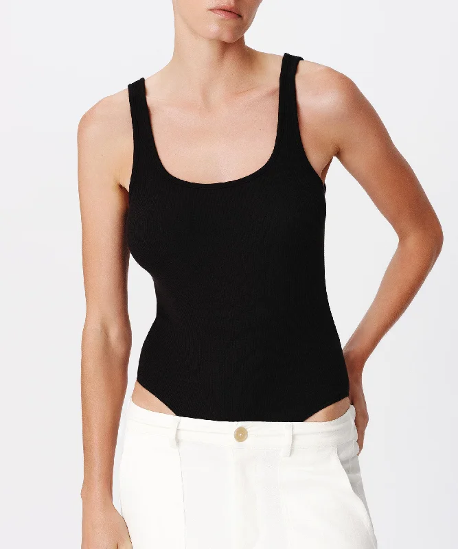 Limited Availability Modal Rib Square Neck Bodysuit - Black