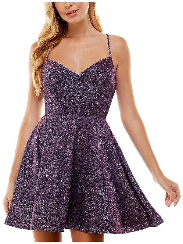 Limited Quantity Juniors Womens Lace Up Mini Fit & Flare Dress