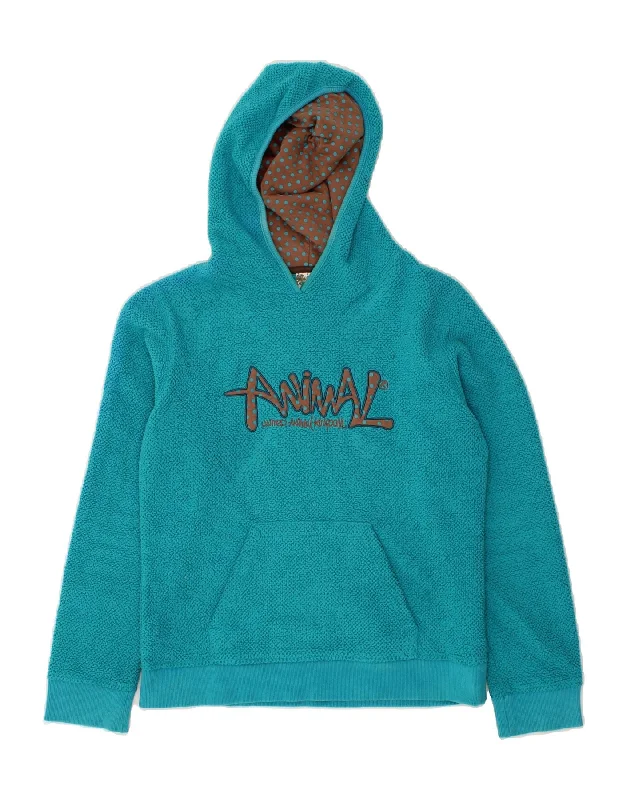 Crazy Savings ANIMAL Womens Graphic Fleece Hoodie Jumper UK 12 Medium  Blue Polyester