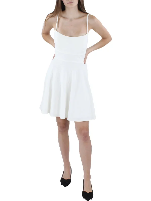 Year-End Sale Juniors Womens Lace Back Mini Fit & Flare Dress