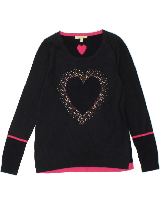 Unbeatable Prices WHITE STUFF Womens Graphic Boat Neck Jumper Sweater UK 8 Small Navy Blue