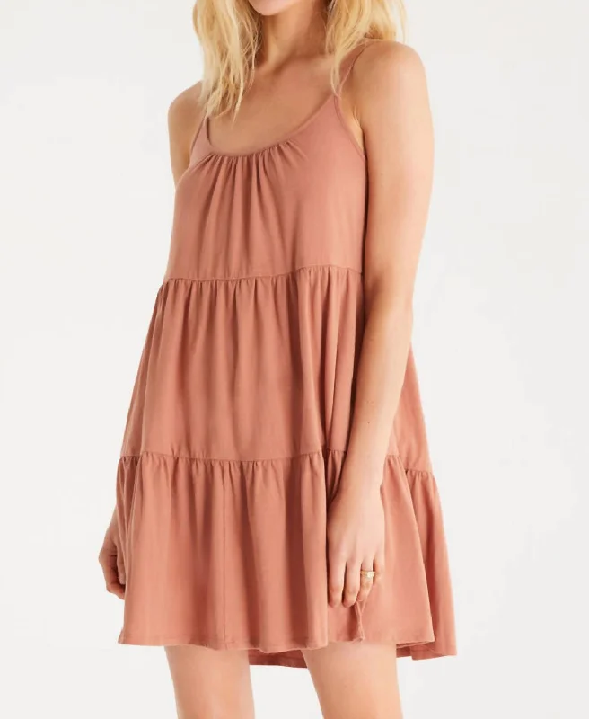 New Arrival Mari Knit Mini Dress In Burnt Cedar