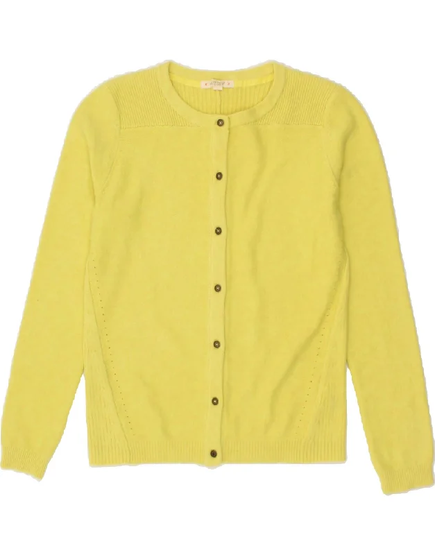 Last Chance WHITE STUFF Womens Cardigan Sweater UK 12 Medium Yellow Merino Wool