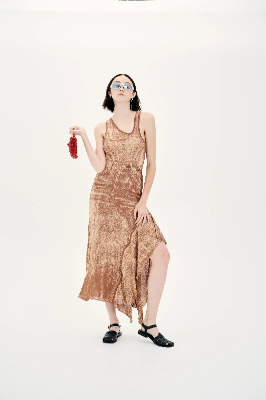 Today’s Deal PEONY FAKE DENIM SHEER MAXI TANK DRESS