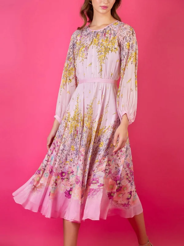 New Markdowns Engineered Floral Print Dress In Pink Floral