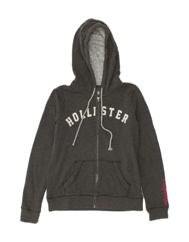 Stock Clearance HOLLISTER Womens Graphic Zip Hoodie Sweater UK 14 Medium Grey Cotton Stock Clearance HOLLISTER Womens Graphic Zip Hoodie Sweater UK 14 Medium Grey Cotton