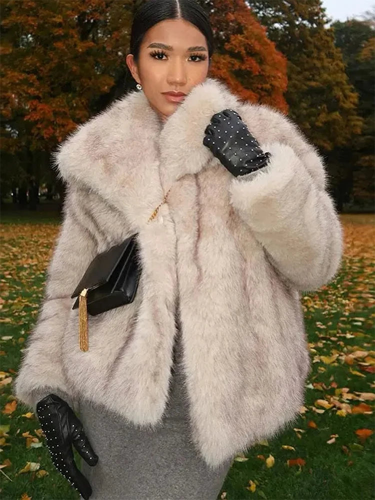 TIME-Limited Offer Faux Winter New Thick Warm Lapel Elegant Vintage Fluffy Fashion Coat