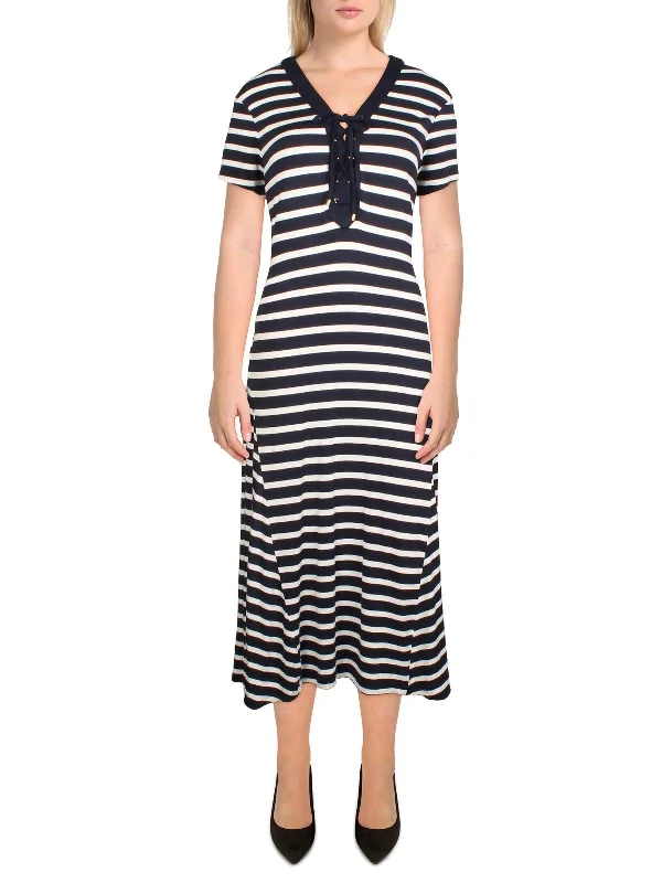 Hot Deal Womens Jersey Striped Midi Dress