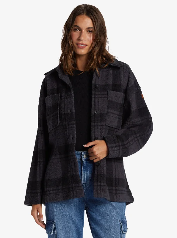 Massive Deals Next Adventure Printed Zip-Up Fleece Shirt - Turbulence Swell Check
