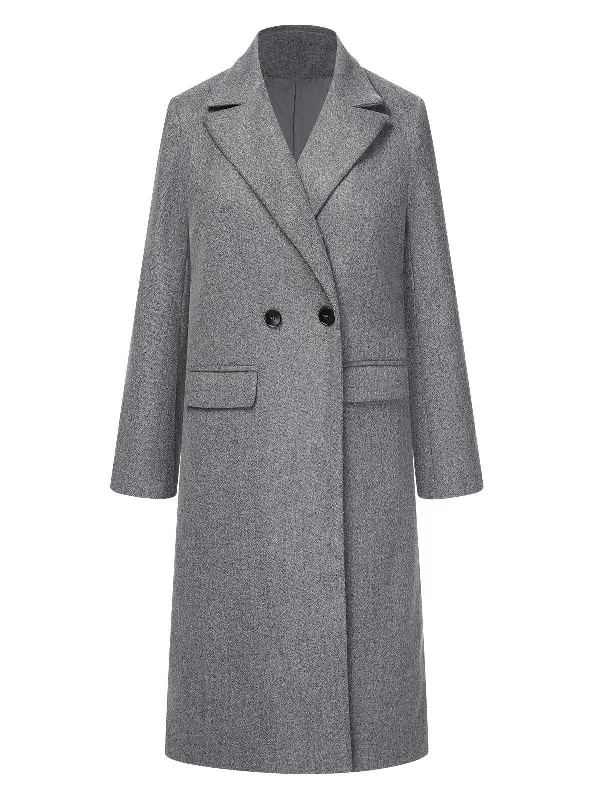 Unbeatable Prices Gray 1960s Over Knee Lapel Coat