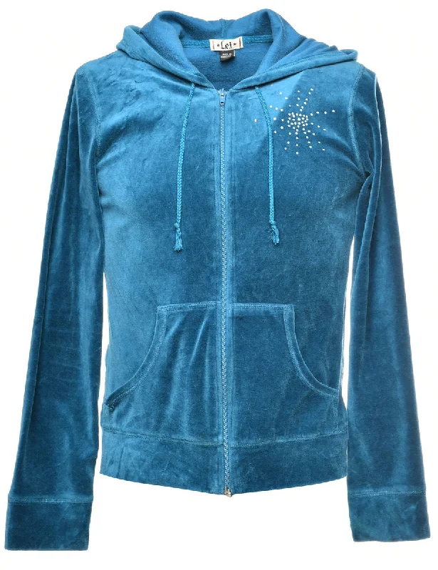 Deal Dash Blue Velvet Track Top - L