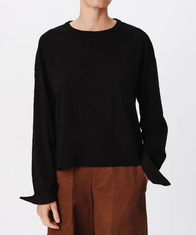 Early Access Heavyweight Jersey Mixed Media Top - Black