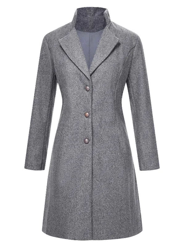 Super Deal 1960s Solid Stand Collar Lapel Coat