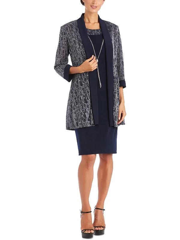 Limited Time Petites Womens 2PC Metallic Cocktail and Party Dress