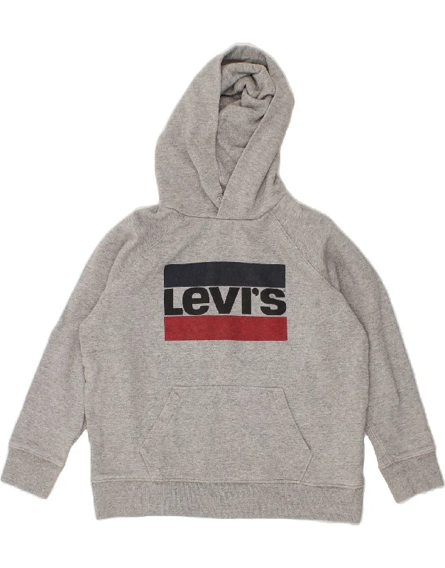 Clearance Items LEVI'S Womens Oversized Graphic Hoodie Jumper UK 10 Small Grey Cotton