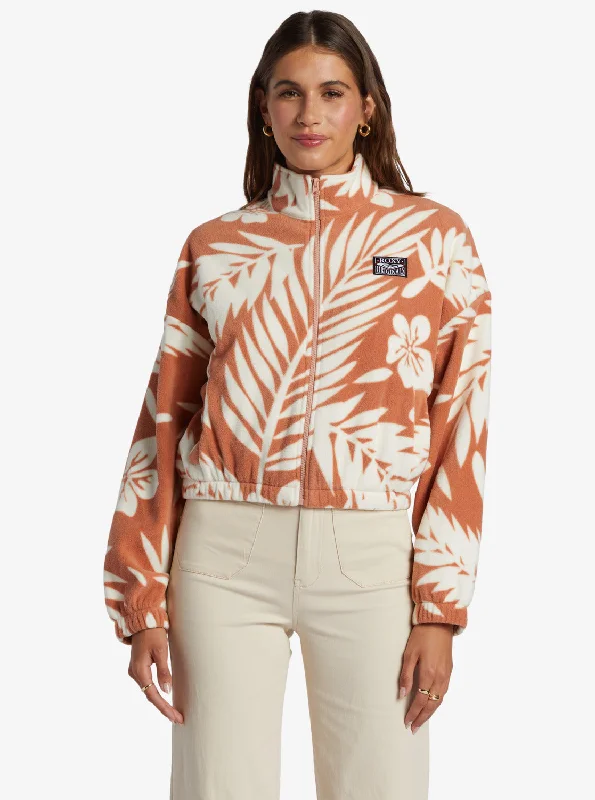 Deal Frenzy Dawn To Dusk Zip-Up Fleece - Cafe Creme Palmeria