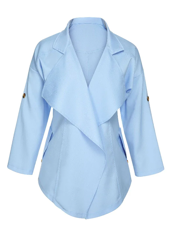 Can't Be Beat Light Blue 1950s Irregular Suit Collar Jacket