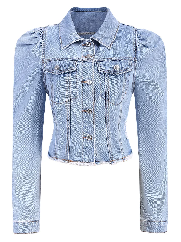 Blowout Deals 1950s Denim Leg-Of-Mutton Button Coat