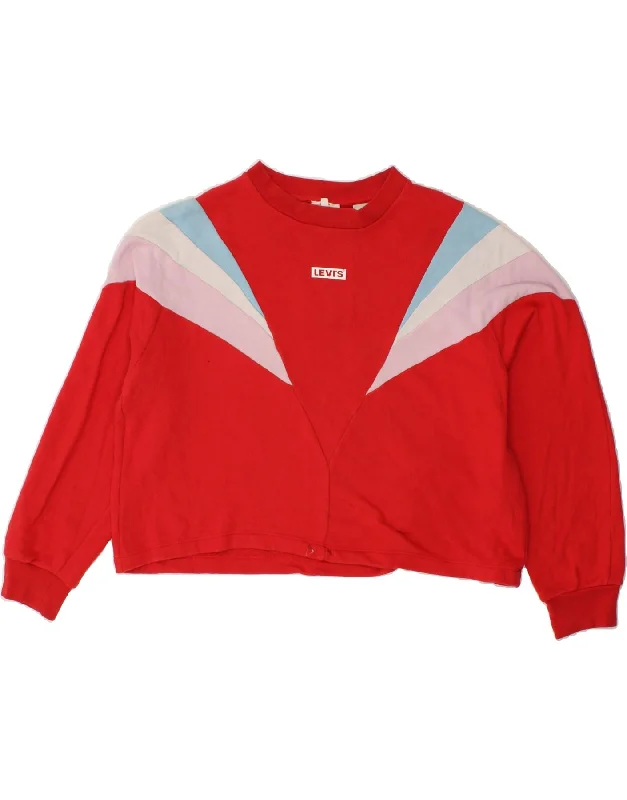 TIME-Limited Offer LEVI'S Womens Oversized Crop Graphic Sweatshirt Jumper UK 14 Medium Red TIME-Limited Offer LEVI'S Womens Oversized Crop Graphic Sweatshirt Jumper UK 14 Medium Red