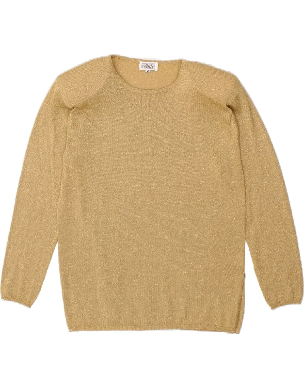 Exclusive Offers ALBA FORNARI Womens Crew Neck Jumper Sweater UK 14 Medium Beige Viscose