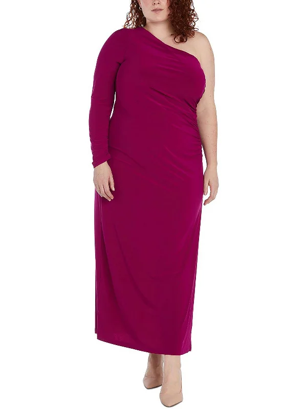 Closeout Plus Womens Jersey One Shoulder Evening Dress