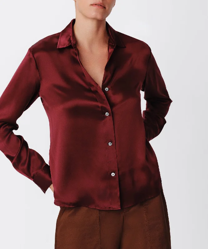 Final Markdown Silk Charmeuse Classic Shirt - Merlot