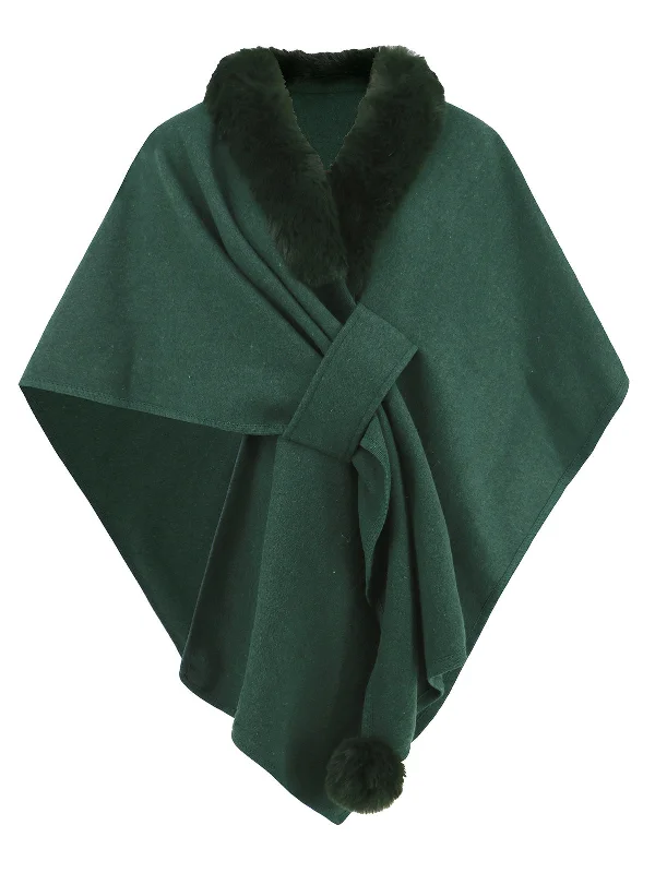 Daily Deals 1950s Solid Furry Batwing Coat