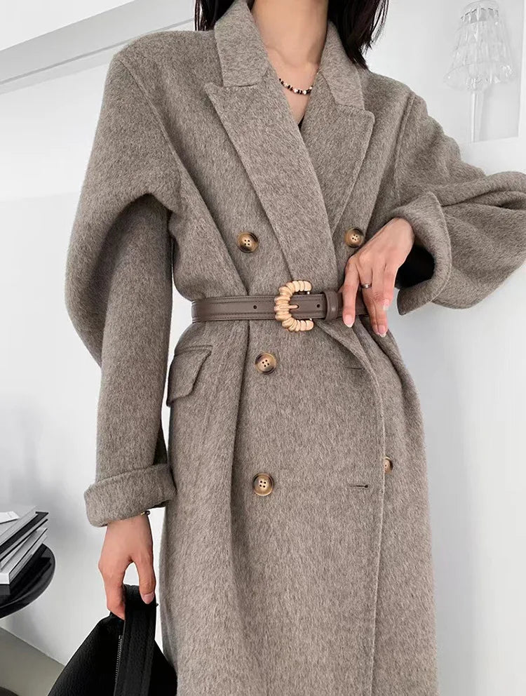 Hurry In Long Double-sided Cashmere Double-breasted Classic Women's Hair Coat