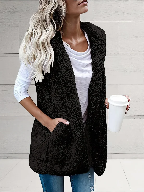 Limited Time Hooded Sleeveless Pocket Fur Vest